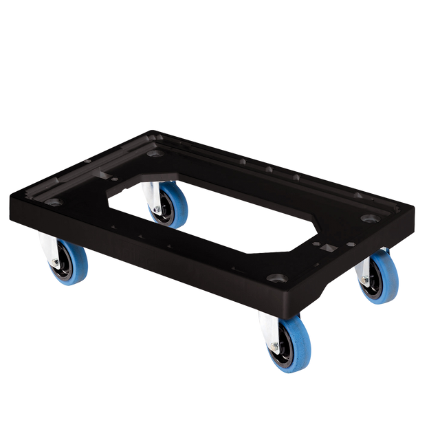 SOCLE NOIR 4R SILENCE CHAPE ACIER – Socle rouleur 4 roues – HygiRéa