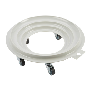 SOCLE ROND GRIS 5 ROUES CHAPE ACIER – Socle rouleur rond 5 roues – HygiRéa