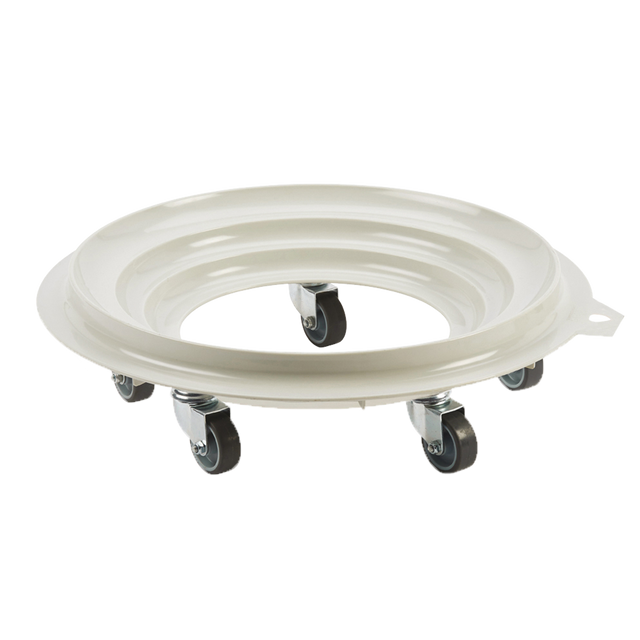 SOCLE ROND GRIS 5 ROUES CHAPE ACIER – Socle rouleur rond 5 roues – HygiRéa