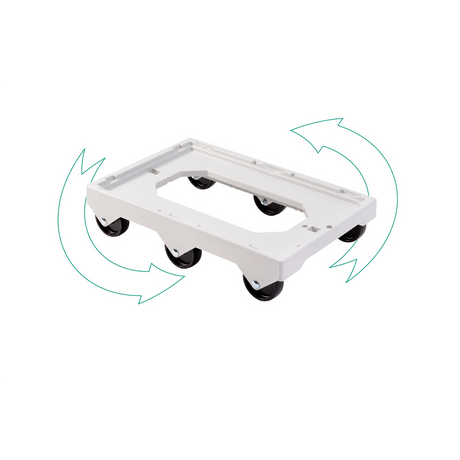 SOCLE GRIS 6 ROUES AXE ACIER – Socle rouleur 6 roues – HygiRéa