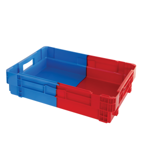 CAISSE BICOLORE 600X400 25L BLE/RGE – Caisse pleine – HygiRéa