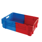 CAISSE BICOLORE 600X400 34L BLE/RGE – Caisse pleine – HygiRéa