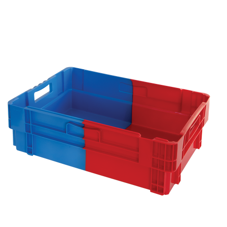 CAISSE BICOLORE 600X400 34L BLE/RGE – Caisse pleine – HygiRéa