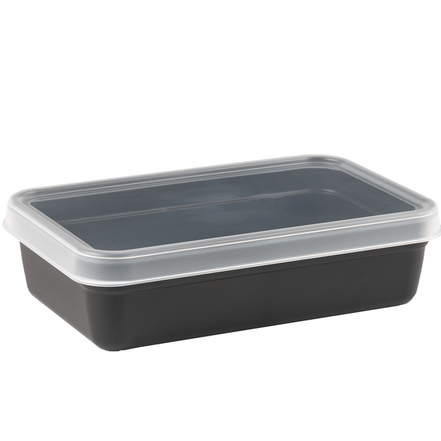 10 BOITES RECT. 0,95L NOIR + CV.TRP – Boîte réutilisable – HygiRéa