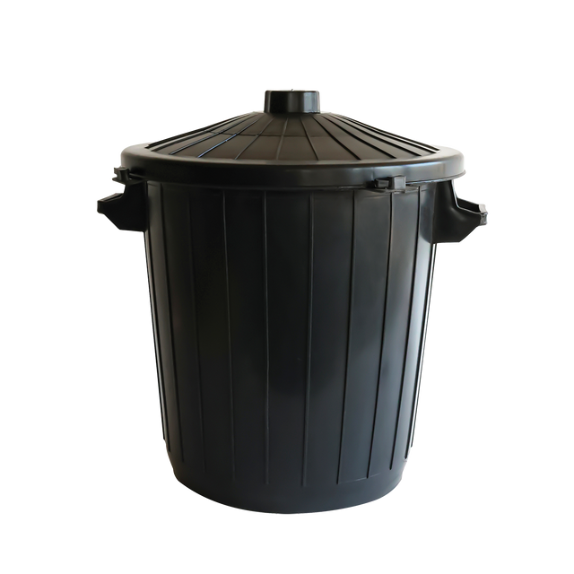 POUBELLE ECO + COUVERCLE 50L NOIR – Poubelle ronde – HygiRéa