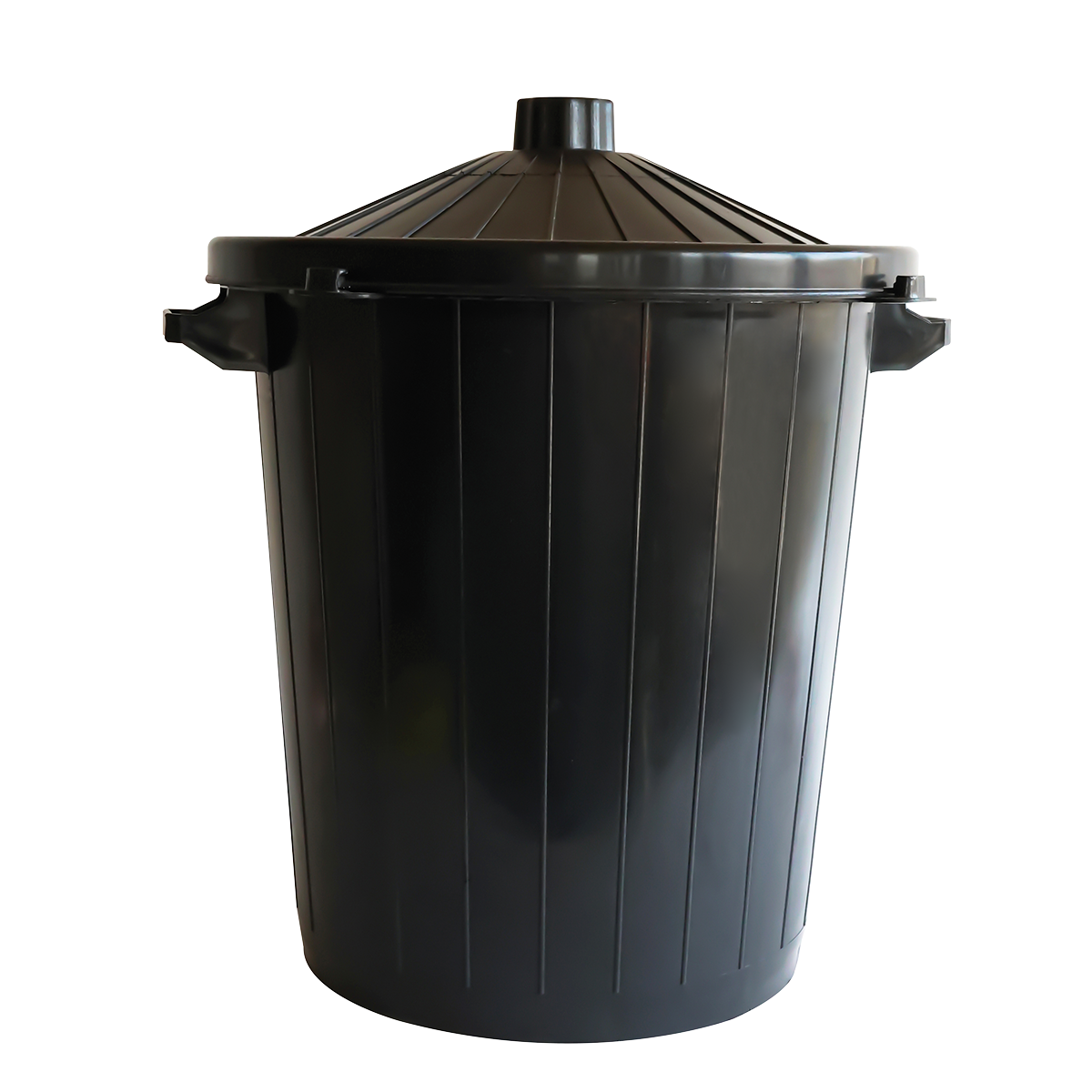 POUBELLE ECO + COUVERCLE 80L NOIR – Poubelle ronde – HygiRéa