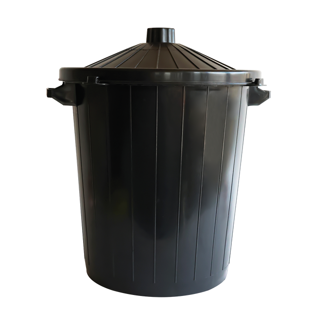POUBELLE ECO + COUVERCLE 80L NOIR – Poubelle ronde – HygiRéa