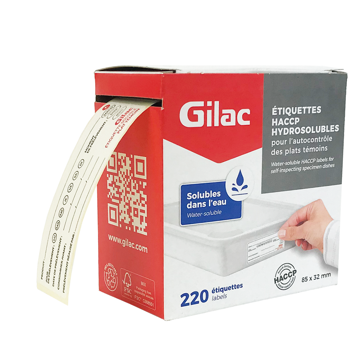 220 ETIQUETTES HACCP HYDROSOLUBLES – Marqueurs pour plastique – HygiRéa