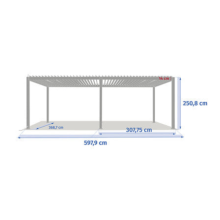 PERGOLA ELECTRIQUE EVORA 6 x 3,6 M ALUMINIUM BLANC