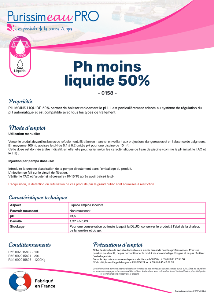 PH - LIQUIDE 50% – Equilibre de l'eau – HygiRéa