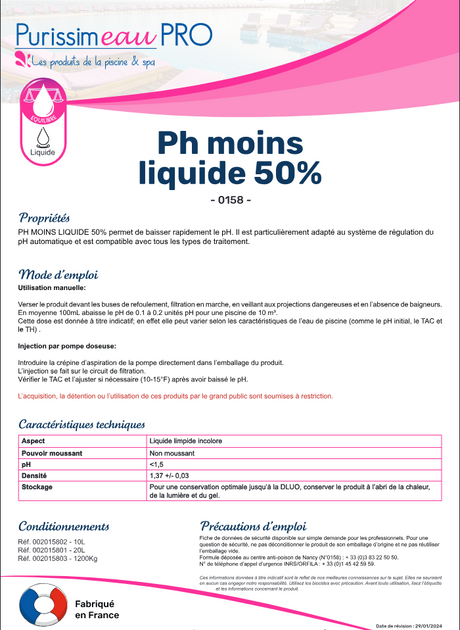PH - LIQUIDE 50% – Equilibre de l'eau – HygiRéa