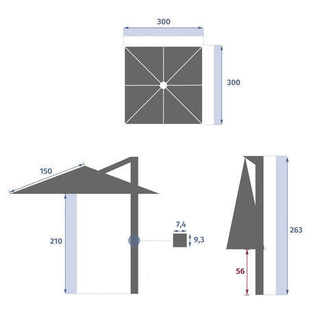 Parasol déporté MELHIA Anthracite / Graphite – Parasols – HygiRéa