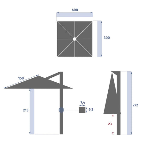 Parasol déporté rectangulaire MELHIA Anthracite / Graphite – Parasols – HygiRéa