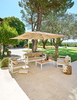 Parasol décentré Melhia 4 x 3 m oléfine inclinable argile lin