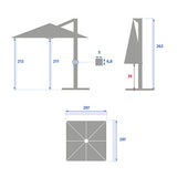 PARASOL DECENTRE CAYO 3 X 3M BLE