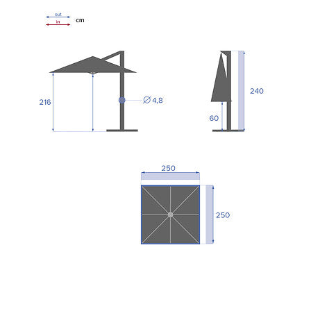 PARASOL DECENTRE MANOA 2.5X2.5 BLE
