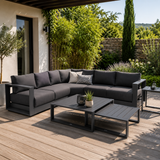 SALON D'ANGLE ALLURE 5 PLACES ALUMINIUM GRIS GRAPHITE