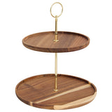 SERVITEUR 2 ÉTAGES MINA GOLD ACACIA ET MÉTAL DORÉ