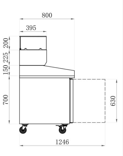 TABLE À PIZZA RÉFRIGÉRÉE AVEC VITRINE - POSITIVE - PROF 800 - 3 PORTES