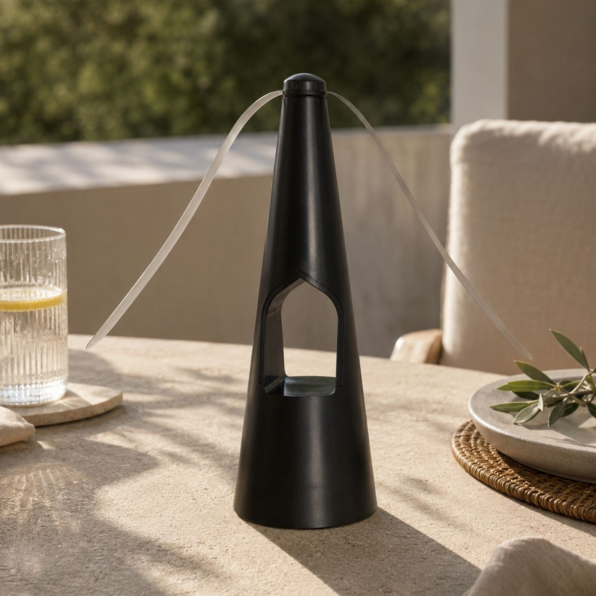 Ventilateur noir anti insectes de table 2en1 avec lumière LED