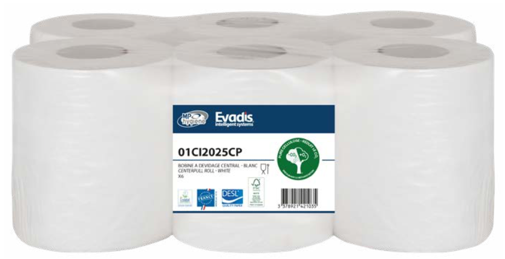 BOBINE BLANCHE 450 FORMATS – Essuyages Papiers – HygiRéa