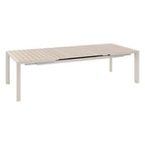 Table extensible automatique Evasion rectangle 10 places aluminium imprimé effet bois lin argile