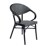 CHAISE EN ALUMINIUM ET ROTIN SYNTHÉTIQUE AVEC ACCOUDOIRS - LEVALOIS
