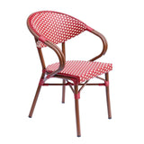 CHAISE EN ALUMINIUM ET ROTIN SYNTHÉTIQUE AVEC ACCOUDOIRS - LEVALOIS