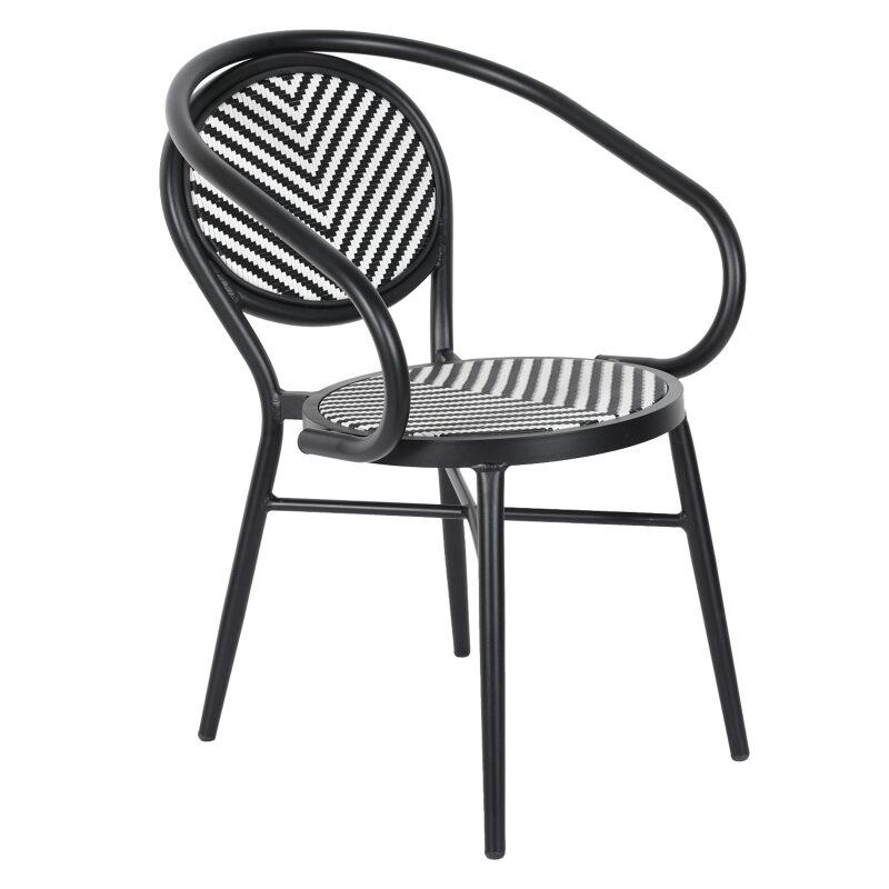 CHAISE EN ALUMINIUM ET ROTIN SYNTHÉTIQUE AVEC ACCOUDOIRS - VILLIER