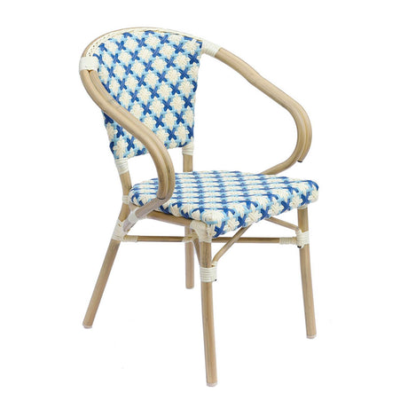 Chaise de jardin style bistrot parisien en aluminium et rotin synthétique avec accoudoirs – Chaises d'intérieurs et Extérieur – HygiRéa