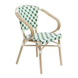 Chaise de jardin style bistrot parisien en aluminium et rotin synthétique avec accoudoirs – Chaises d'intérieurs et Extérieur – HygiRéa