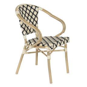 Chaise de jardin style bistrot parisien en aluminium et rotin synthétique avec accoudoirs – Chaises d'intérieurs et Extérieur – HygiRéa