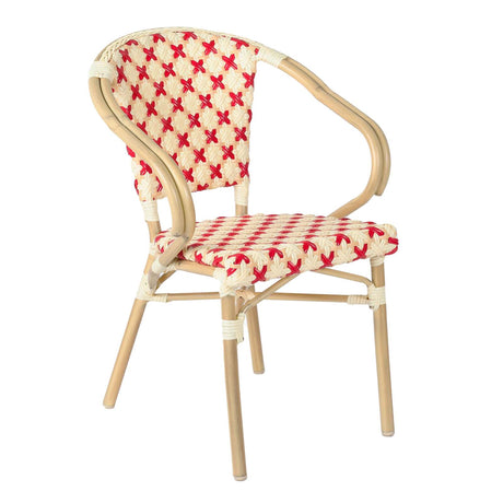 Chaise de jardin style bistrot parisien en aluminium et rotin synthétique avec accoudoirs – Chaises d'intérieurs et Extérieur – HygiRéa