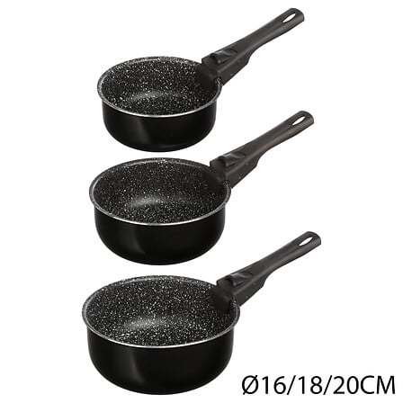 Lot de 3 casseroles 16 / 18 / 20 cm aluminium avec poignée amovible