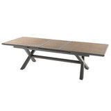 Table extensible Axiome 10 places aluminium imprimé effet bois honey praline