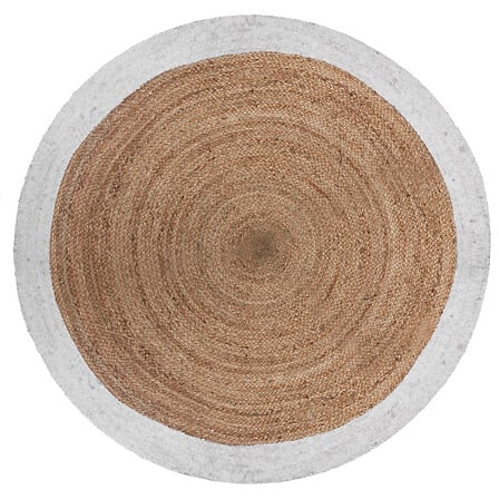Tapis rond à bordure diam 120 cm jute blanc