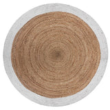 Tapis rond à bordure diam 120 cm jute blanc