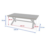 Table extensible Axiome 10 places aluminium imprimé effet bois lin argile