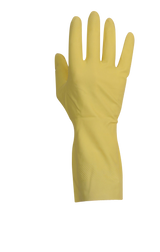 Gant de ménage latex jaune flocké coton – Gants Ménage – HygiRéa