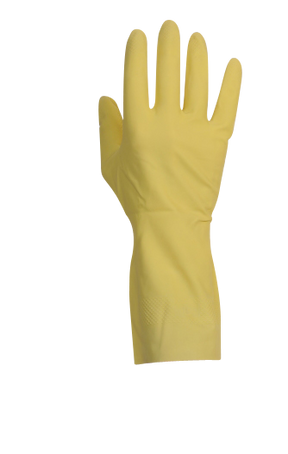 Gant de ménage latex jaune flocké coton – Gants Ménage – HygiRéa