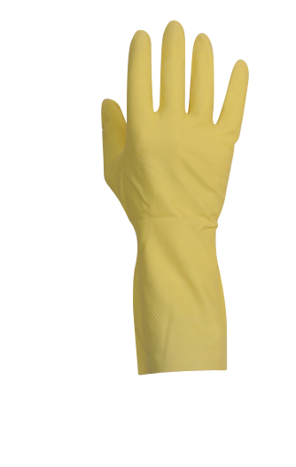 Gant de ménage latex jaune flocké coton – Gants Ménage – HygiRéa