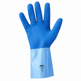 Two-tone blue latex glove