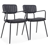CHAISES EFFET CUIT ET MÉTAL AVEC ACCOUDOIRS - NEW YORK - LOT DE 2