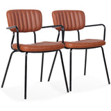 CHAISES EFFET CUIT ET MÉTAL AVEC ACCOUDOIRS - NEW YORK - LOT DE 2