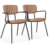 CHAISES EFFET CUIT ET MÉTAL AVEC ACCOUDOIRS - NEW YORK - LOT DE 2