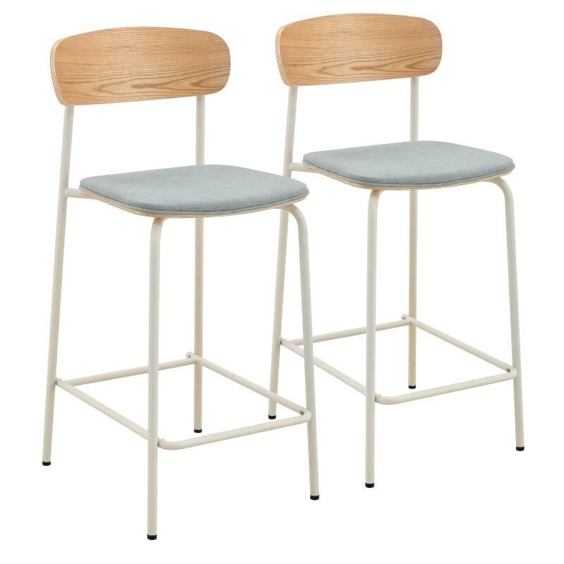 CHAISES HAUTES EN BOIS, MÉTAL ET TISSU - LEXI - LOT DE 2