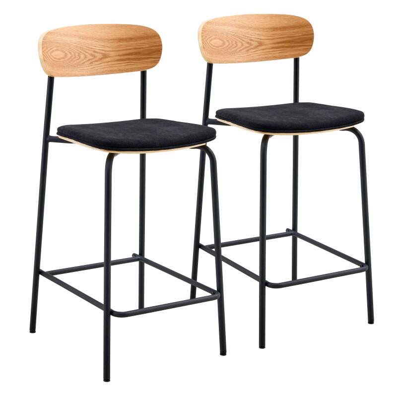 CHAISES HAUTES EN BOIS, MÉTAL ET TISSU - LEXI - LOT DE 2