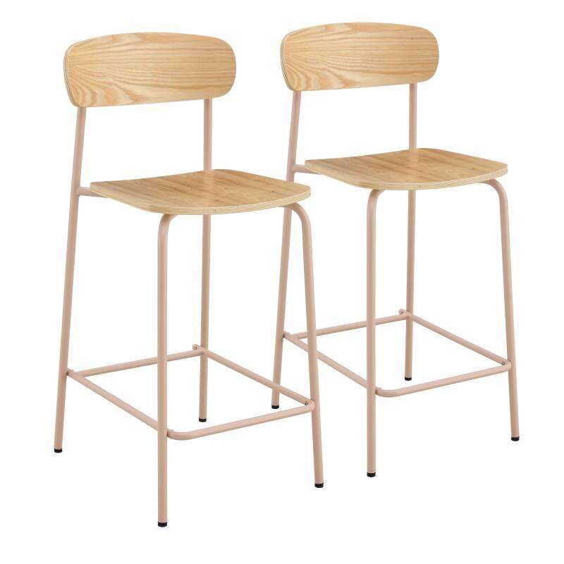CHAISES HAUTES EN BOIS ET MÉTAL - LYLA - LOT DE 2