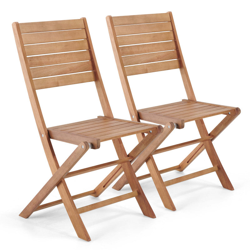 CHAISES PLIANTES EN BOIS D'EUCALYPTUS - CANNET - LOT DE 2