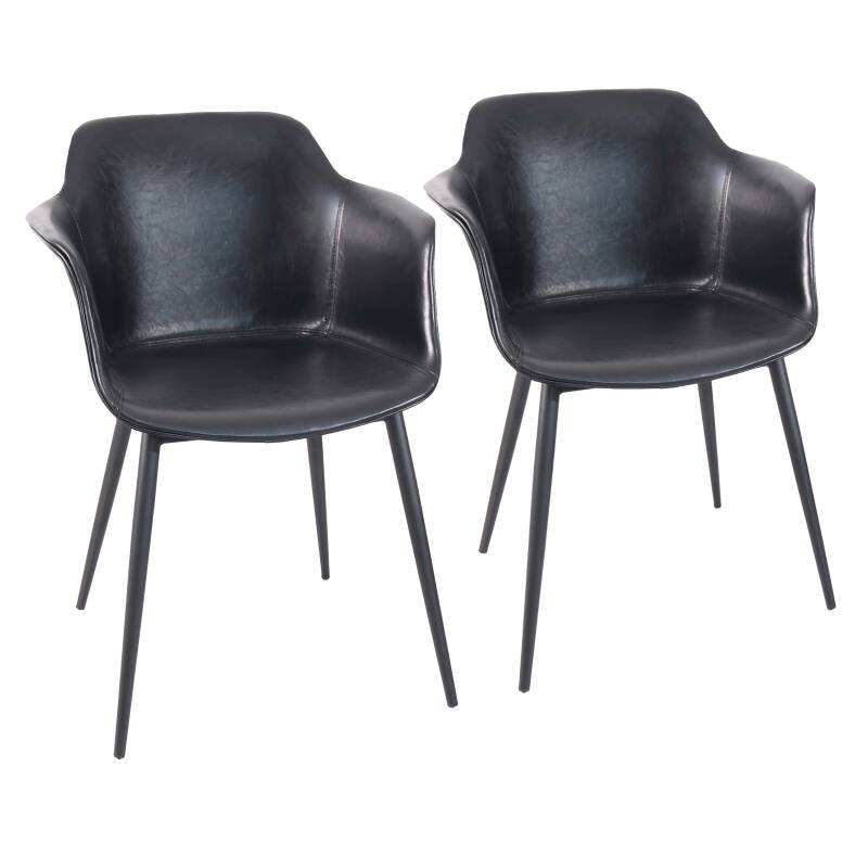 CHAISES EFFET CUIR ET MÉTAL - TESSA - LOT DE 2
